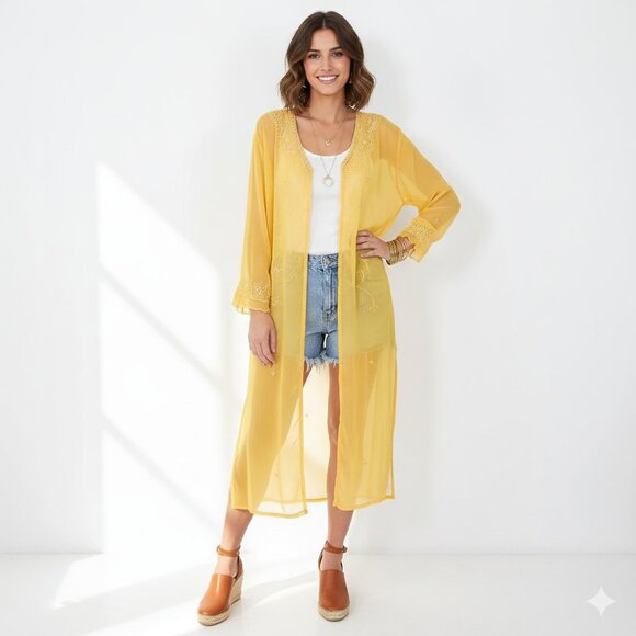 *Gul Meena Yellow Cover Up - Picture 1 of 7